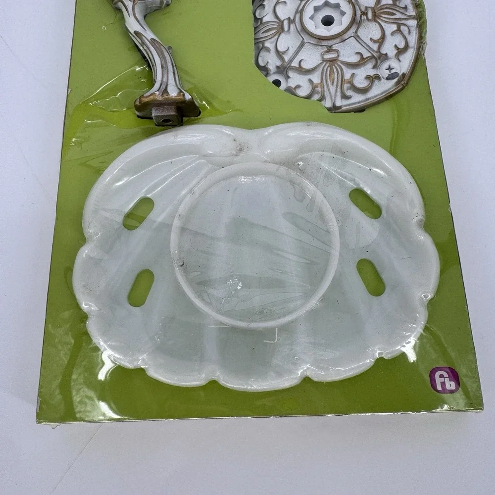 Vintage Franklin Brass‎ Eldorado Toothbrush & Tumbler Holder Antique White Gold